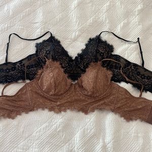 Black and Mauve Lace Bralettes